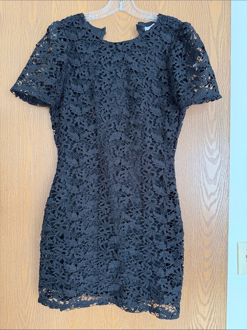 NSR Black Floral Lace Short Sleeve Dress